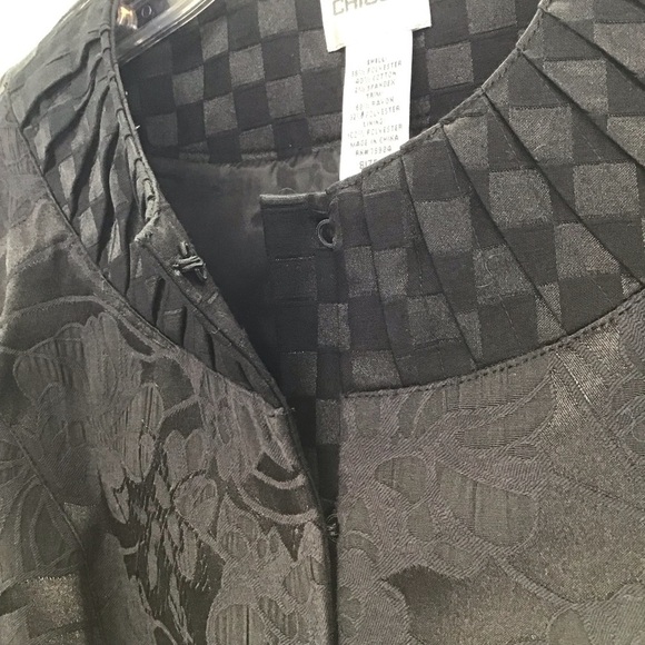 Chico’s Floral Jacquard 3/4 Sleeve Jacket Blazer Casual Career Black Size 0 - Picture 5 of 8